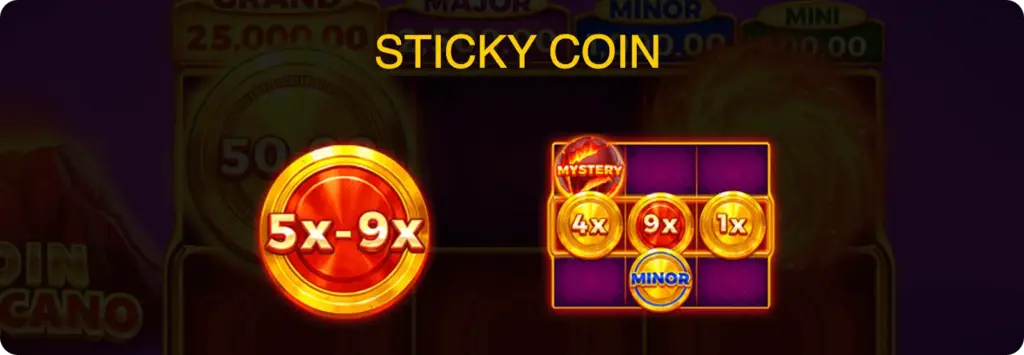 Sticky Coin – multiplicateurs 5x-9x et symbole Minor